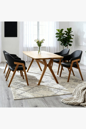 Dubový jedálenský stôl oválny 180 × 90 cm a stoličky Beny čierna